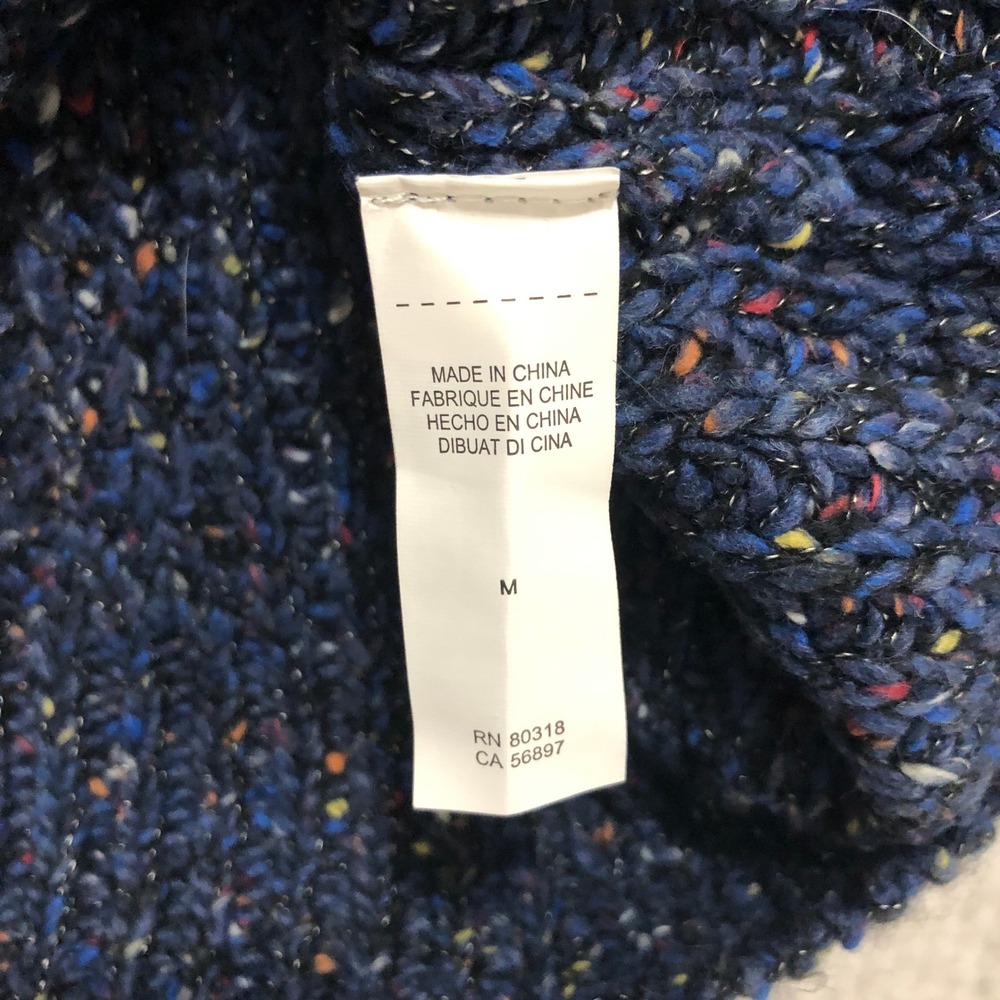 Lucky Brand Blue Space Dye Pointelle Knit Sweater Womens Medium Confetti Fleck - Picture 7 of 10